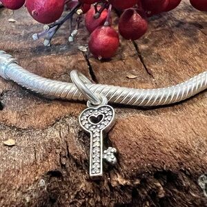Authentic Pandora Charm Pave Key Symbol Of Trust Dangle Sterling Pendant Dainty